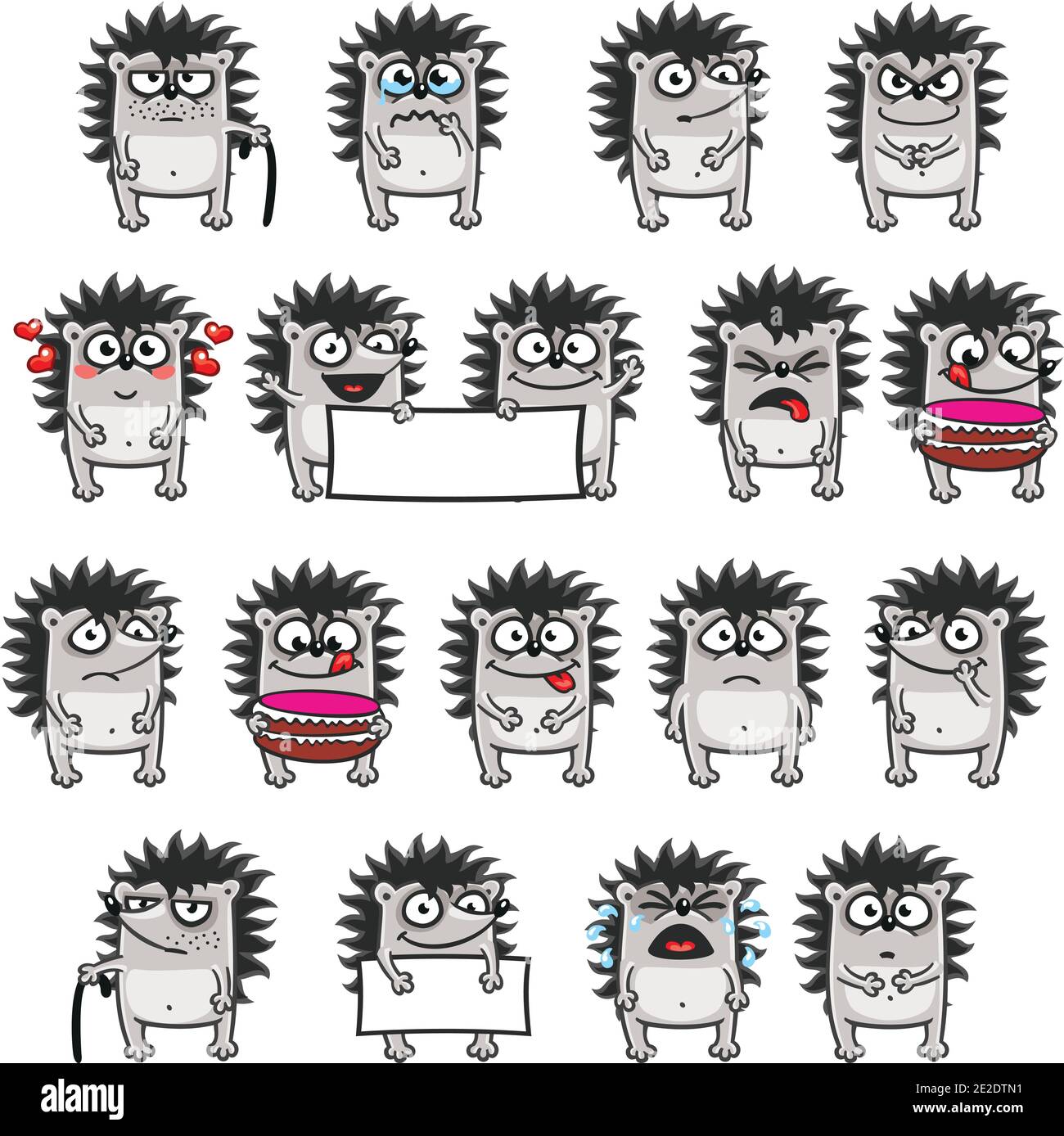 18 smiley hedgehogs individually grouped for easy copy-n-paste.(3) Stock Vector