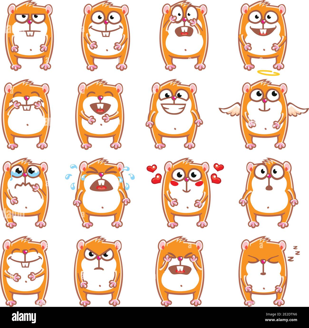 16 smiley hamsters individually grouped for easy copy-n-paste. Stock Vector