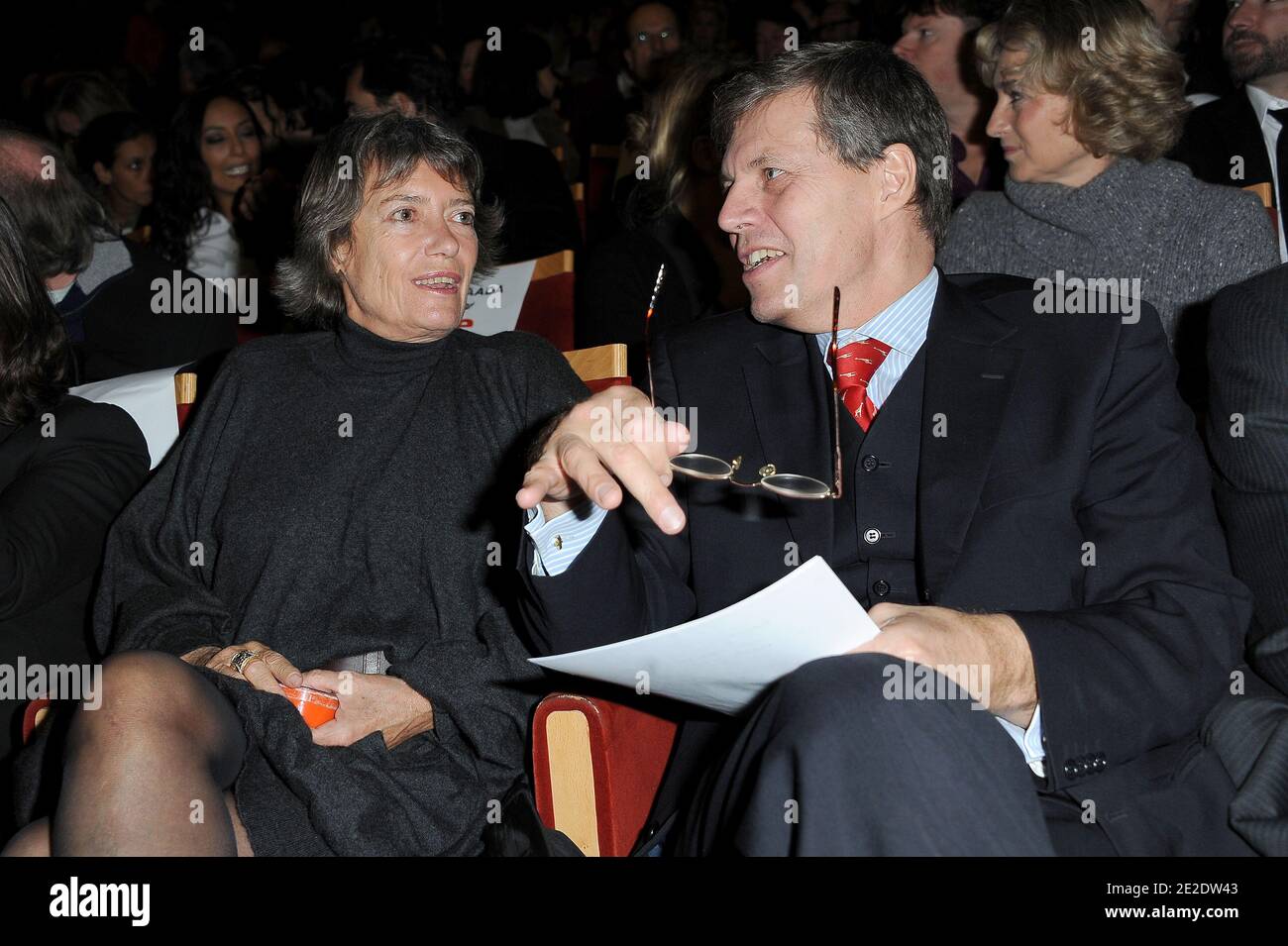 Veronique Cayla and Gottfried Langestein attending a press conference about 'ARTE Les nouveautes 2012' held at Theatre du Rond Point in Paris, France on November 17, 2011. Photo by Nicolas Briquet/ABACAPRESS.COM Stock Photo