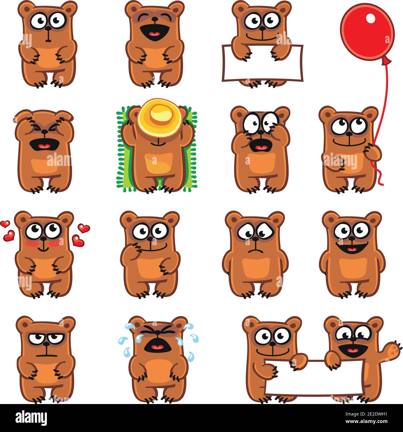 15 smiley bears individually grouped for easy copynpaste Stock Vector