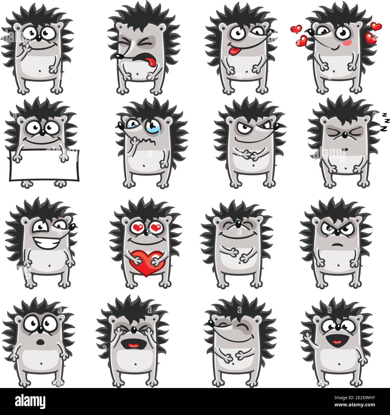 16 smiley hedgehogs individually grouped for easy copy-n-paste.(2) Stock Vector
