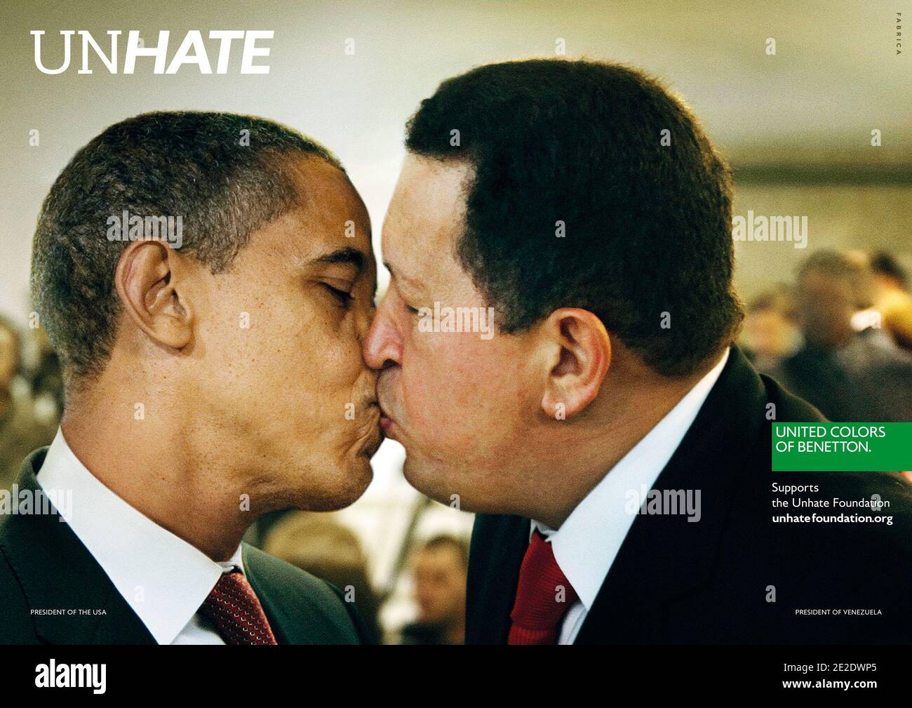 Images from United Colors of Benetton's Unhate campaign. The campaign  "invites the leaders of the world to combat the 'culture of hatred'. The  campiang includes mocked up images, one of which is