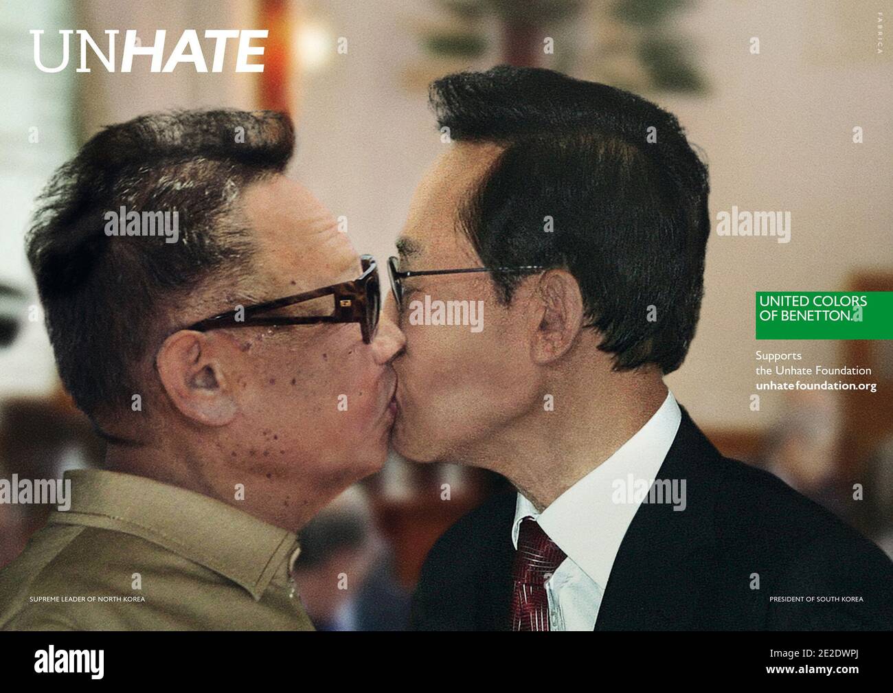 Images from United Colors of Benetton's Unhate campaign. The campaign  "invites the leaders of the world to combat the 'culture of hatred'. The  campiang includes mocked up images, one of which is
