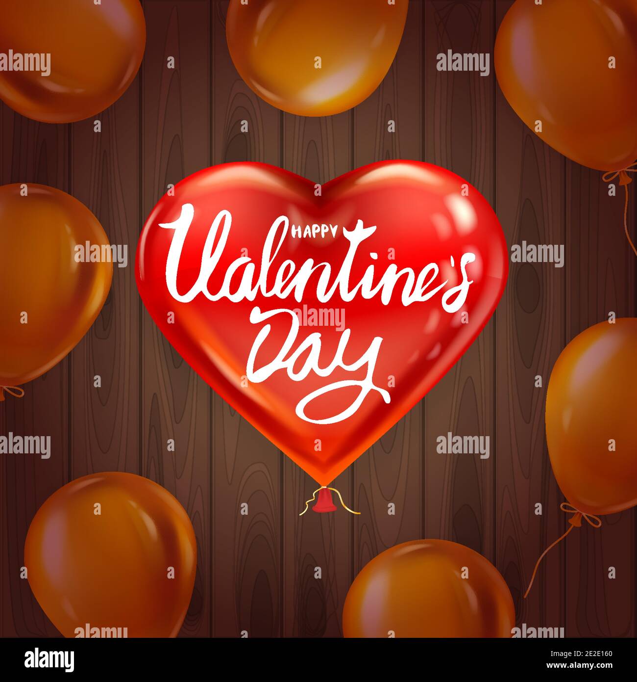 Happy Valentines Day red heart shape glossy balloon realistic ...