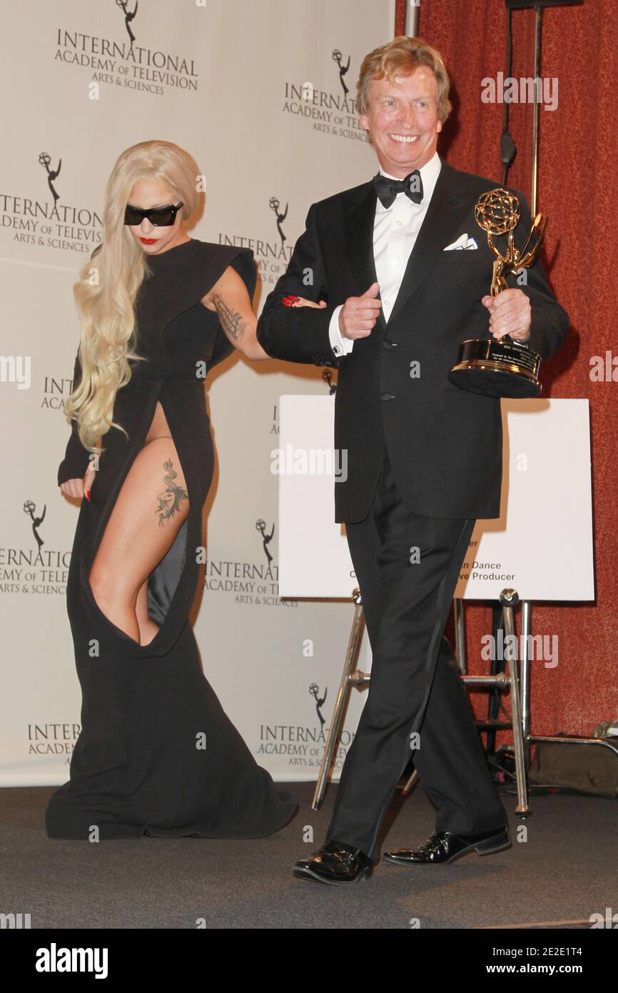 Lady Gaga and Nigel Lythgoe attend the 39th International Emmy Awards at the Mercury Ballroom at the Hilton in New York City, NY, USA on November 21, 2011. Photo by Elizabeth Pantaleo/ABACAPRESS.COM Stock Photo