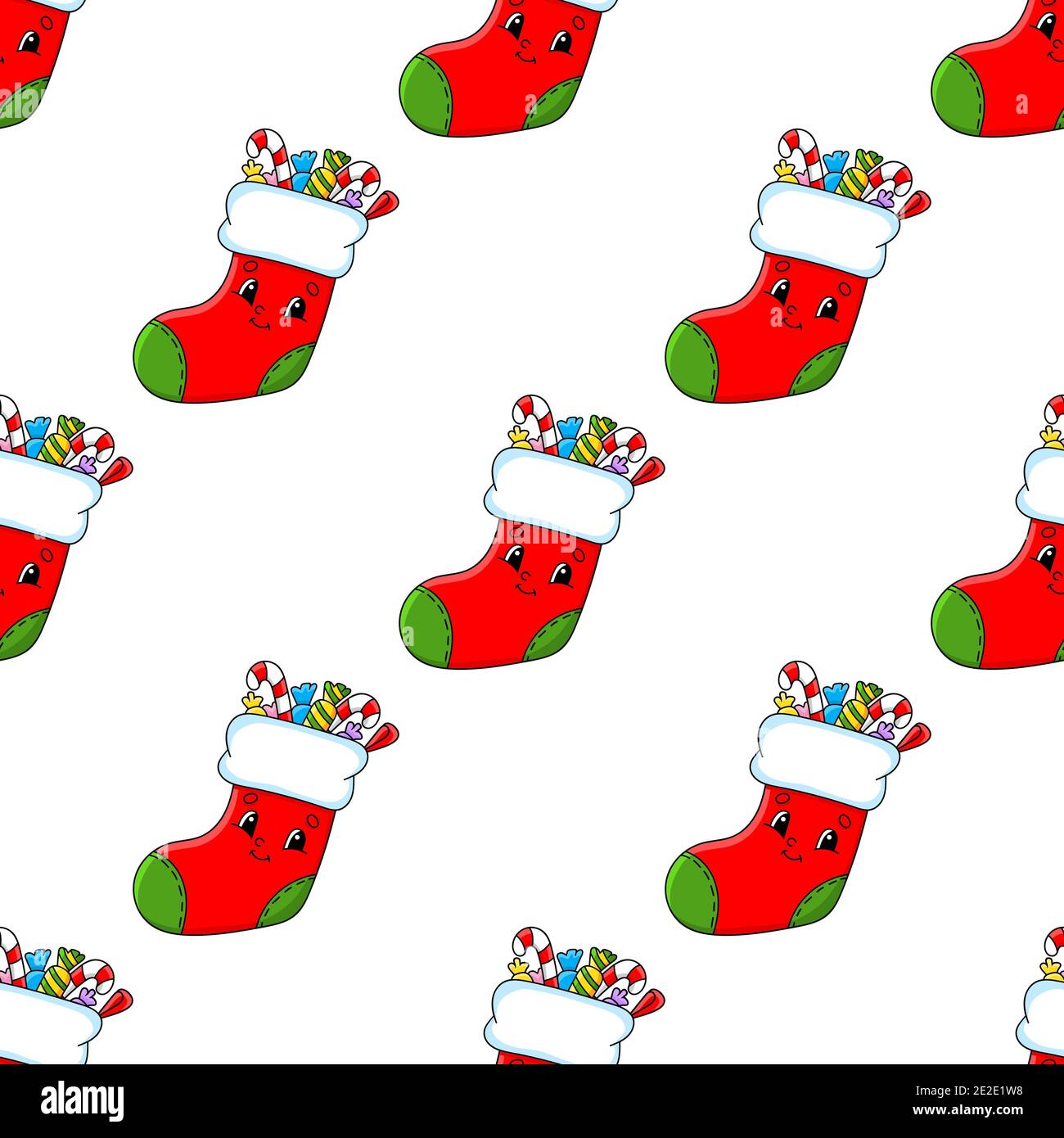 Colored seamless pattern. Cartoon style. Hand drawn. Vector illustration isolated on white background. Stock Vector