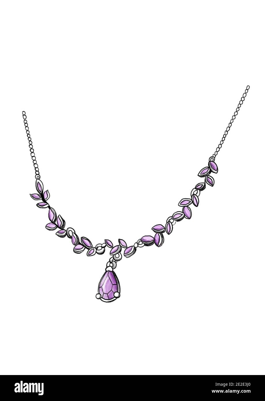 Sketch of beautiful necklace on white background Stock Photo - Alamy