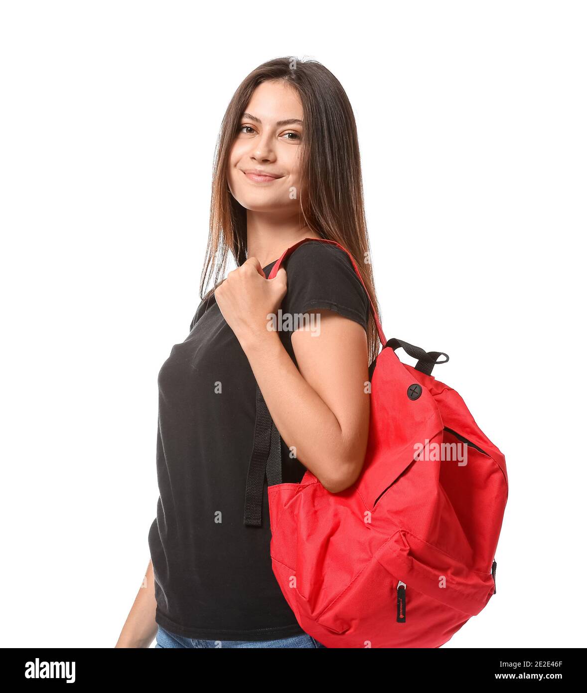 Portrait of beautiful young woman on white background Stock Photo - Alamy