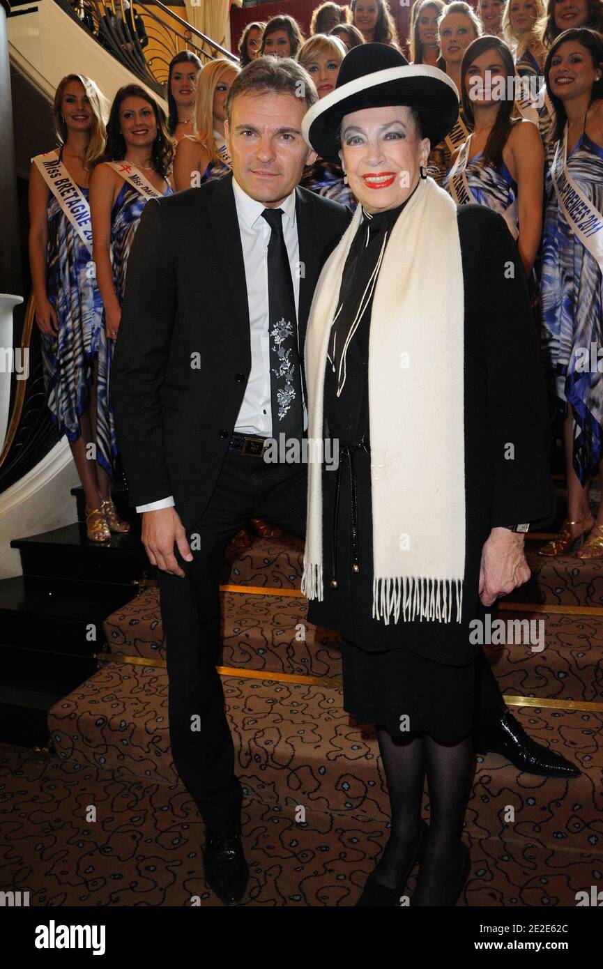 Sud Finances Conseil CEO Olivier Taboue and Genevieve de Fontenay pose at the presentation of the 'Miss Prestige National 2012' pageant at Hotel Arc de Triomphe Hilton' in Paris, France, on November 26, 2011. Photo by Alban Wyters/ABACAPRESS.COM Stock Photo