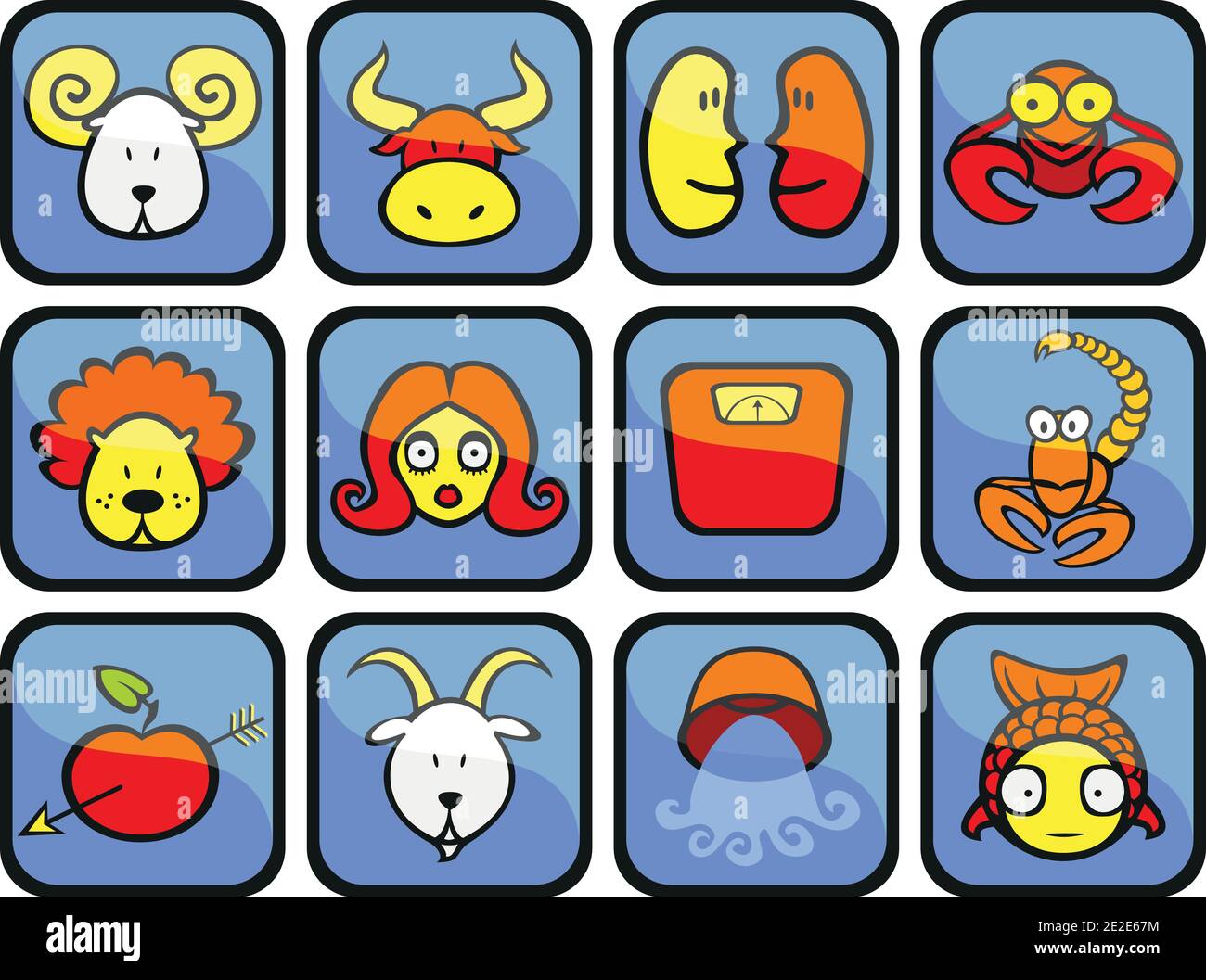 Zodiac iconset Stock Vector