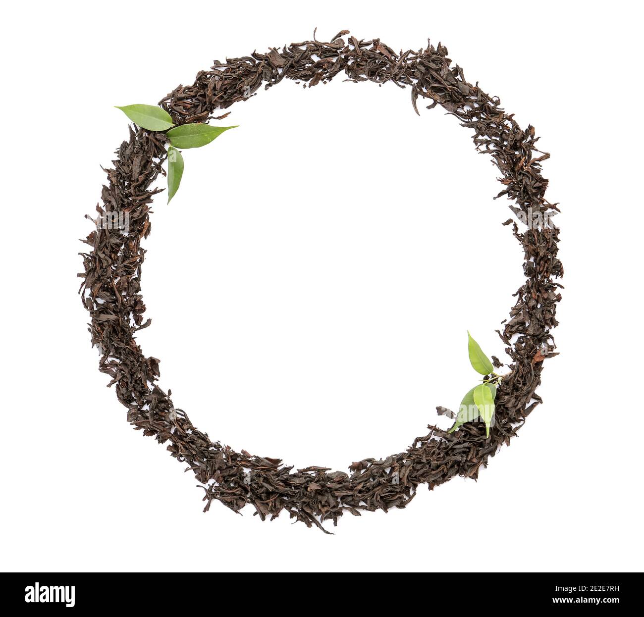 Tea Tree Frames Frame made of dry black tea leaves on white background Stock Photo - Alamy