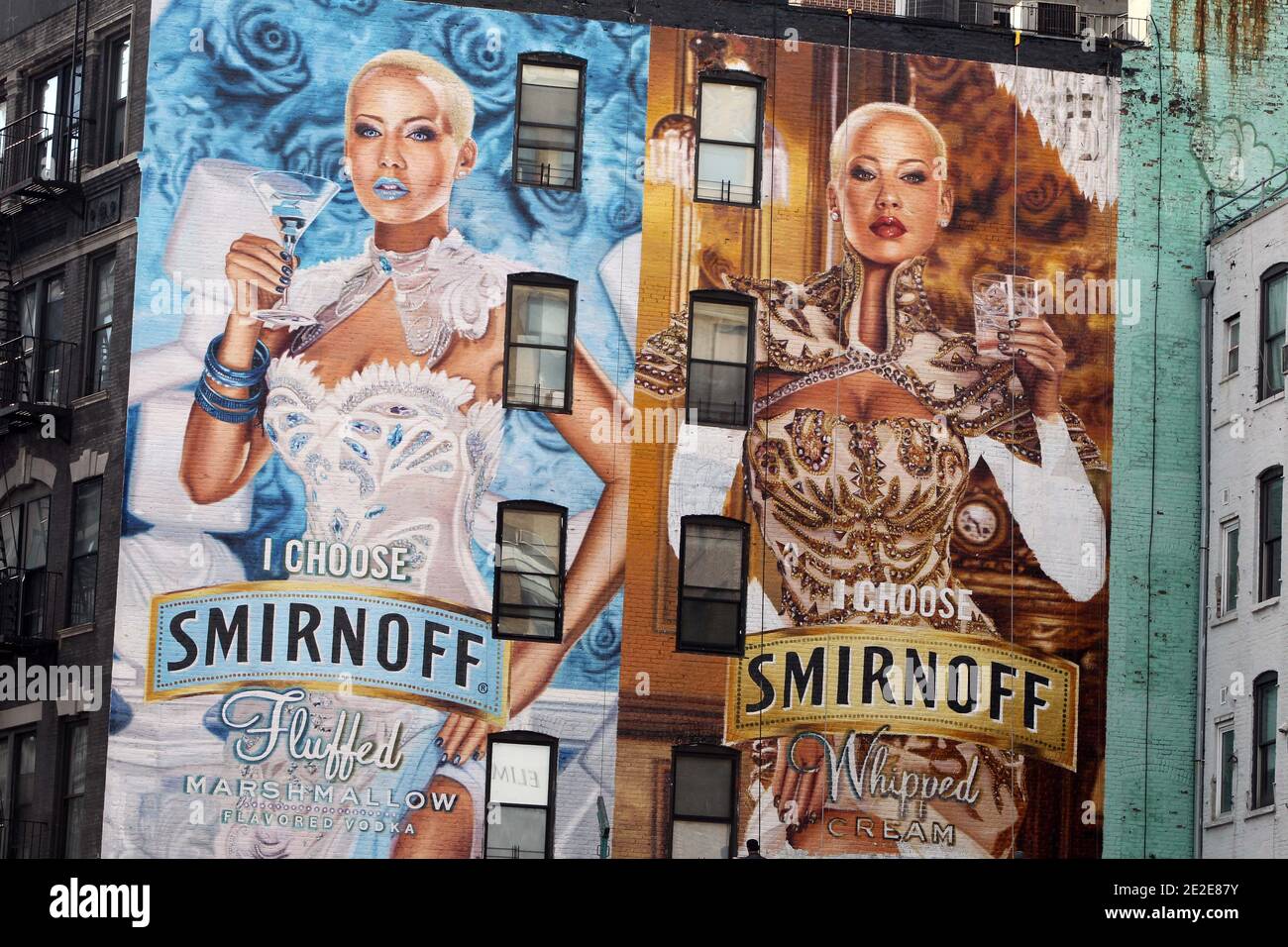 American model and music DJ, Amber Rose appears on huge painted billboards  for Smirnoff Vodka's new advertising campaign, in SoHo, New York City, NY,  USA on November 28, 2011. Photo by Charles