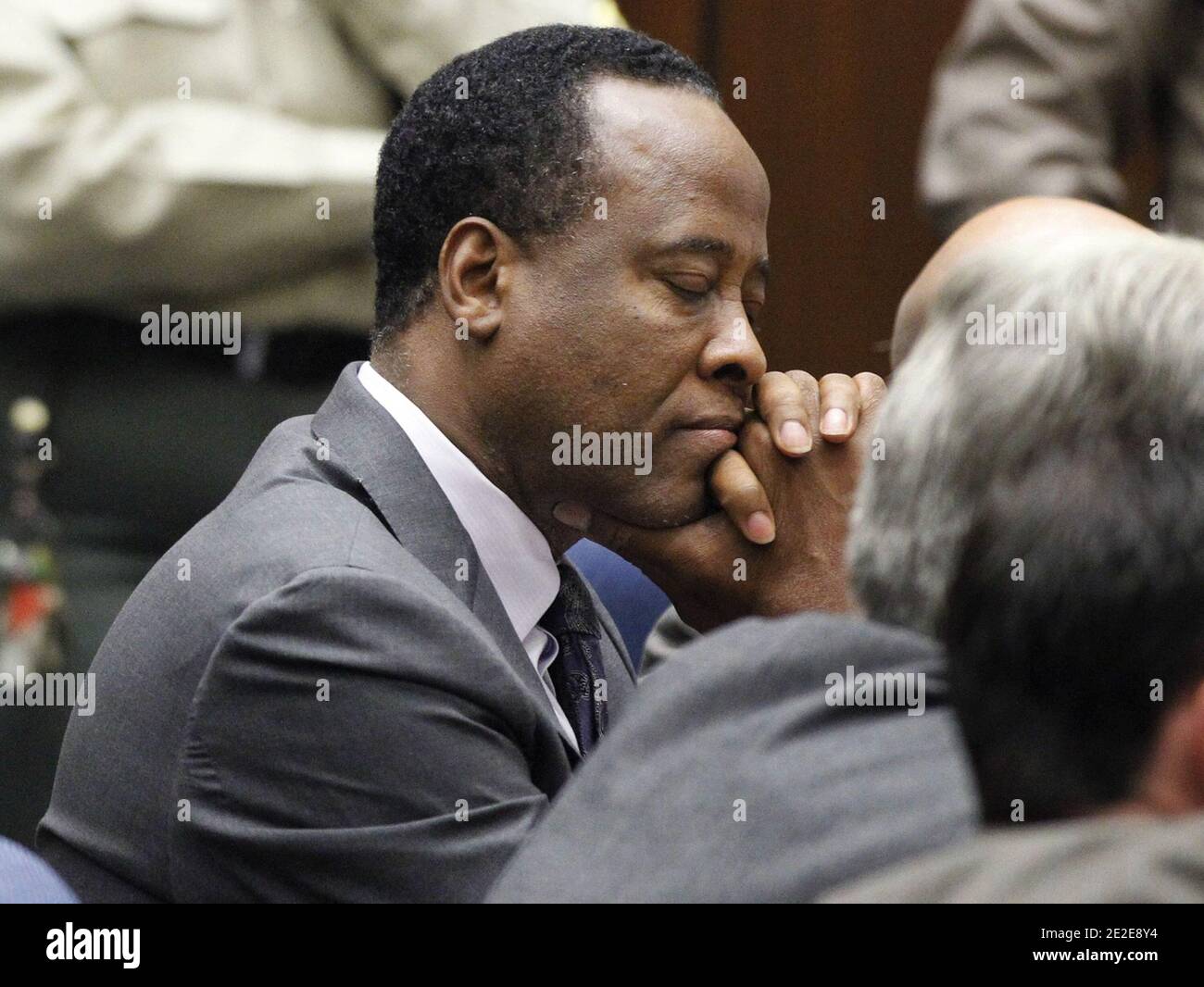 Dr. Conrad Murray closes his eyes after he was sentenced to four years in county jail for his involuntary manslaughter conviction of pop star Michael Jackson in Los Angeles, CA, USA, on November 29, 2011. Photo by Mario Anzuoni/Pool/ABACAPRESS.COM Stock Photo