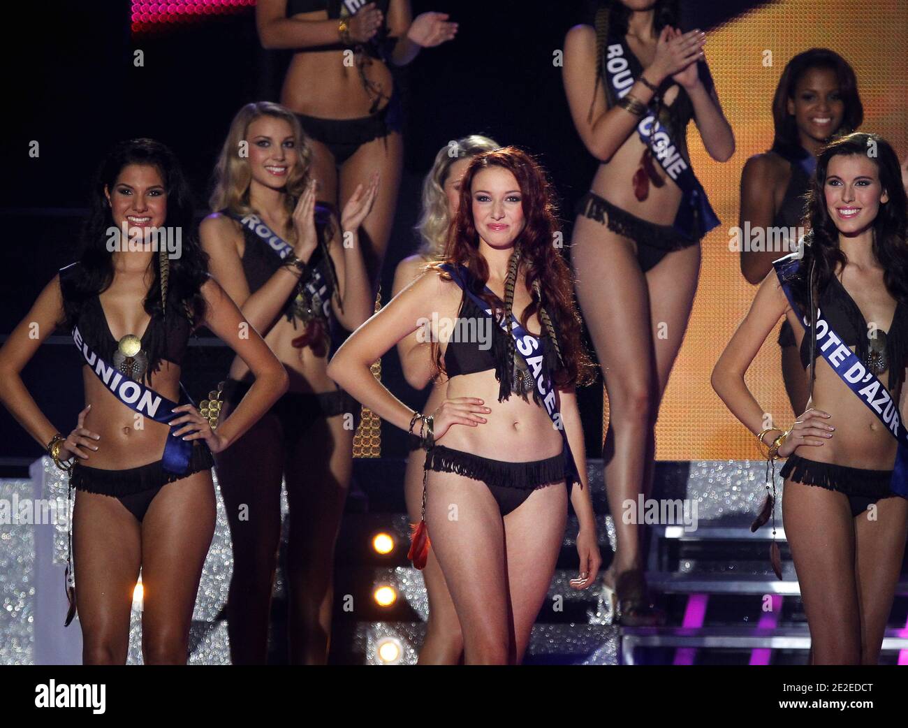 Miss Alsace Delphine Wespiser during the 65th edition of the beauty  contest, Miss France 2012, in Brest, northwestern France on December 3,  2011. Photo by Patrick Bernard/ABACAPRESS.COM Stock Photo - Alamy