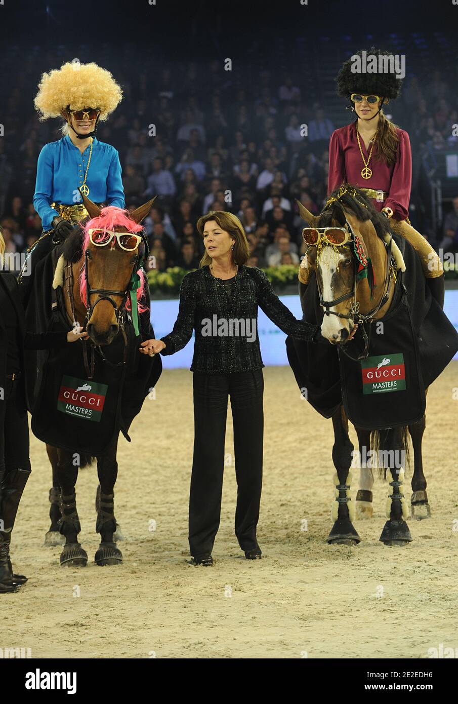 Caroline of Hanover, Charlotte Casaraghi and Edwina Tops-Alexander participate at the Amade price during the Gucci Masters International Jumping Competition in Villepinte, North of Paris, France on December 3, 2011. Photo by Giancarlo Gorassini/ABACAPRESS.COM Stock Photo