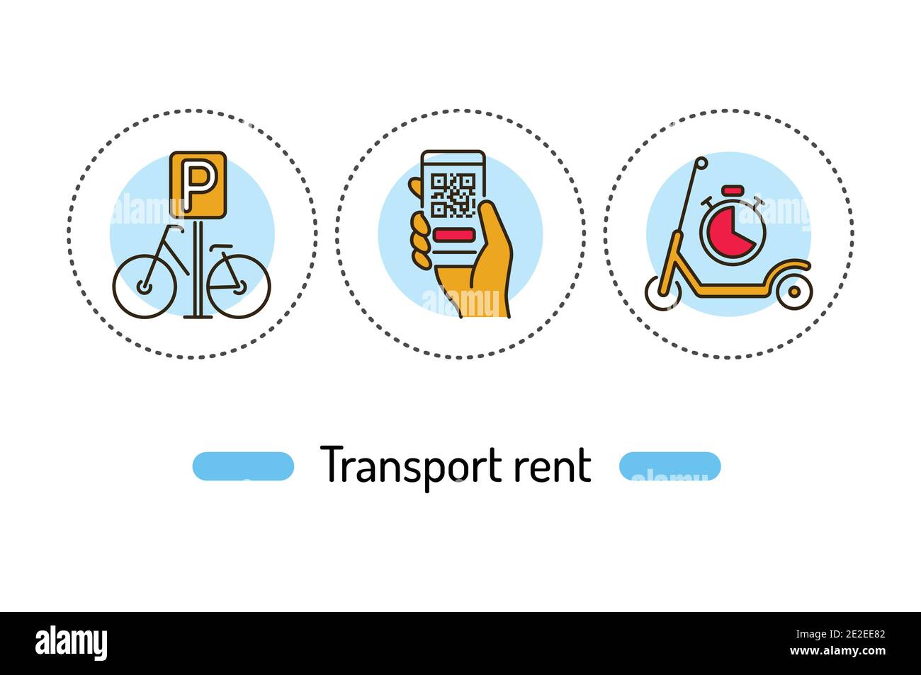 Transport rent outline concept. line color icons. Pictograms for web ...