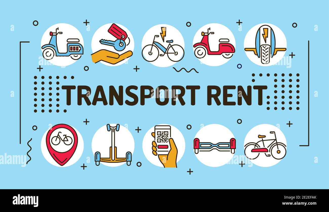 Transport rent word lettering typography. Infographics with linear ...