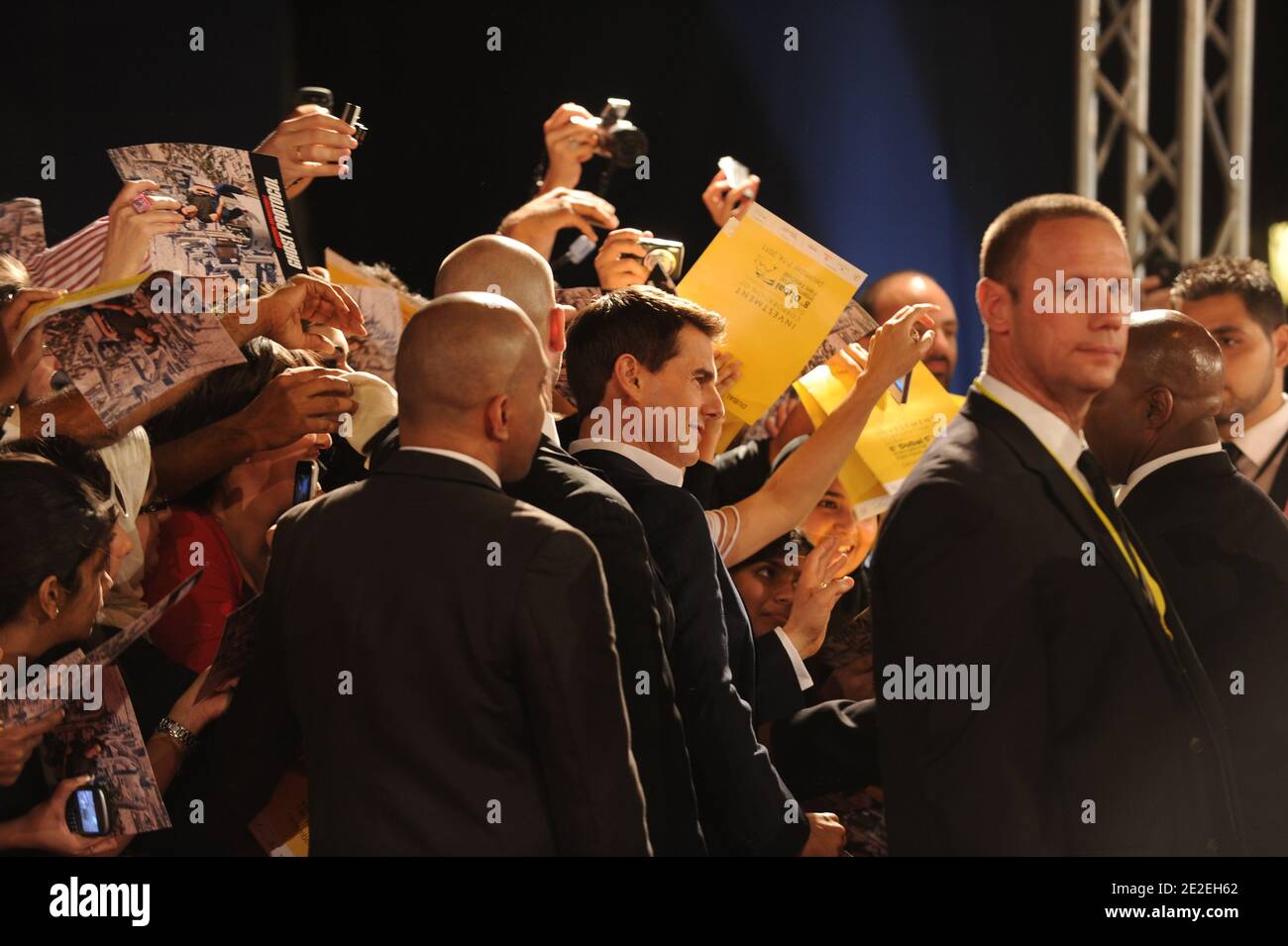 US actor Tom Cruise attending the 'Mission: Impossible - Ghost Protocol' Premiere during day one of the 8th Annual Dubai International Film Festival held at the Madinat Jumeriah Complex in Dubai, United Arab Emirates, on December 7, 2011. Photo by Ammar Abd Rabbo/ABACAPRESS.COM Stock Photo