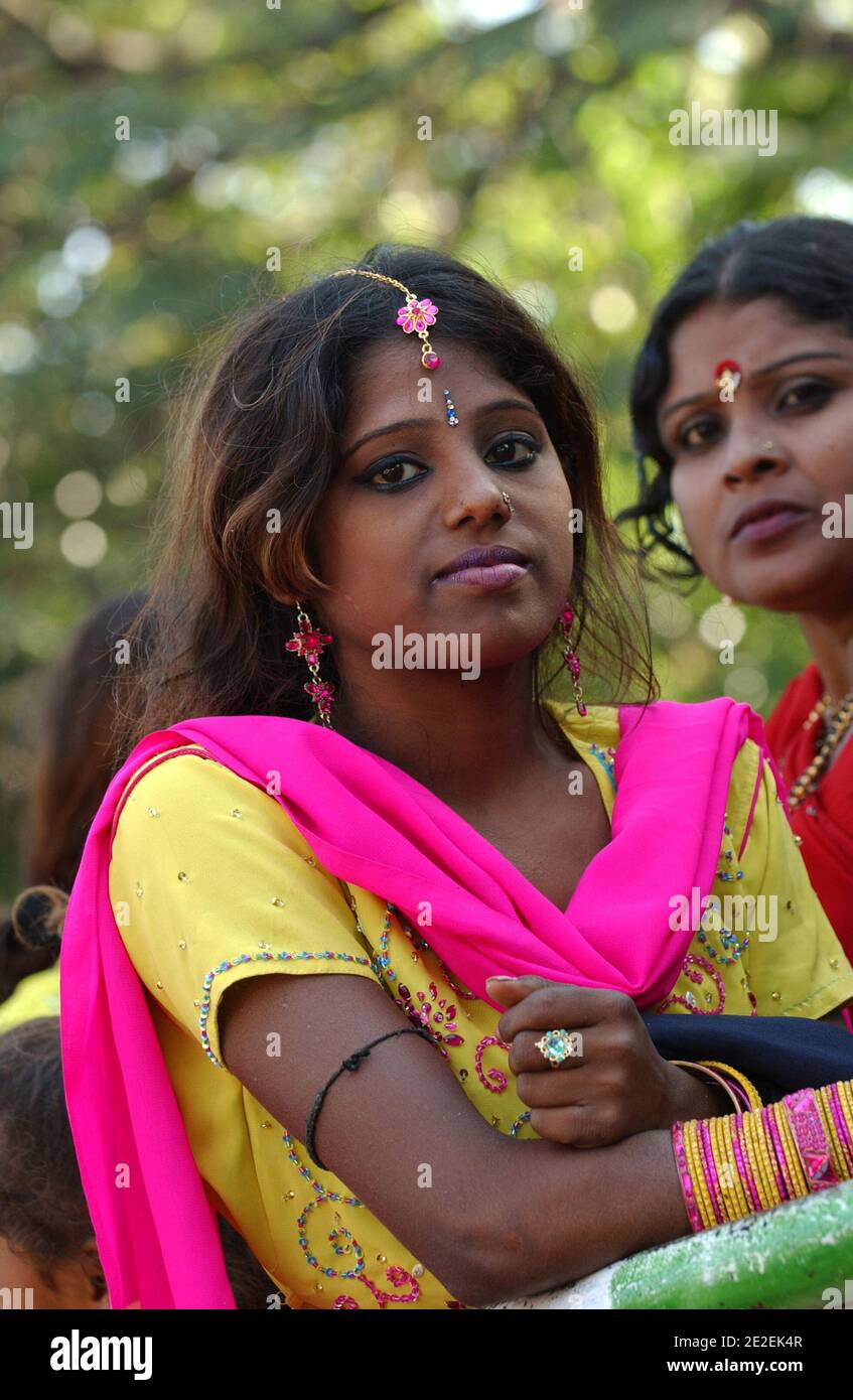 Indian Women In Traditional Clothing Sari At The Chhath Puja Festival Dedicated To The Sun