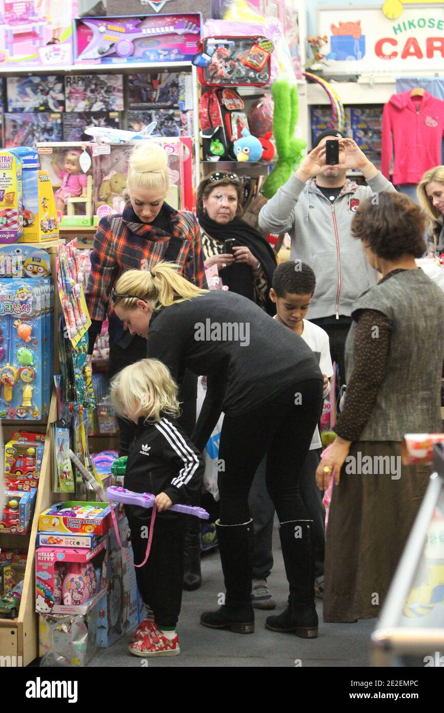 Gwen Stefani goes shopping with friends and her sons Kingston and Zuma at the Galleria Mall in Koreatown . They bought toys mainly and really enjoyed the company of koreans asking for autograph or picture with her in Los Angeles on December 11, 2011. Photo by GG/ABACAPRESS.COM Stock Photo