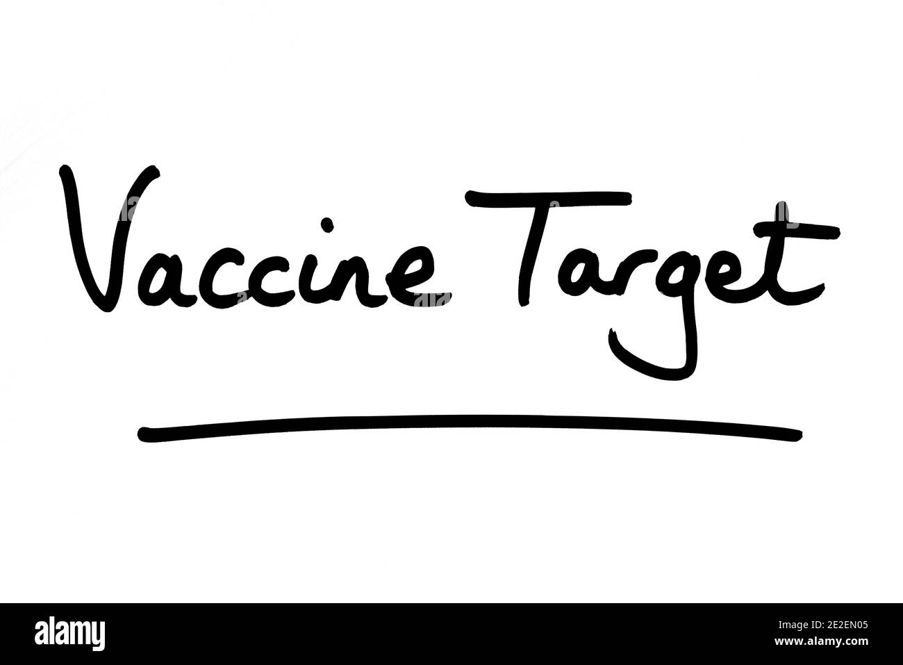 Vaccine Target, handwritten on a white background. Stock Photo
