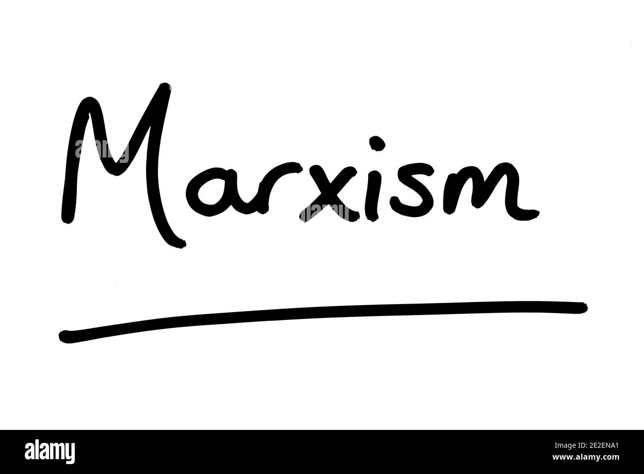 The word Marxism, handwritten on a white background. Stock Photo