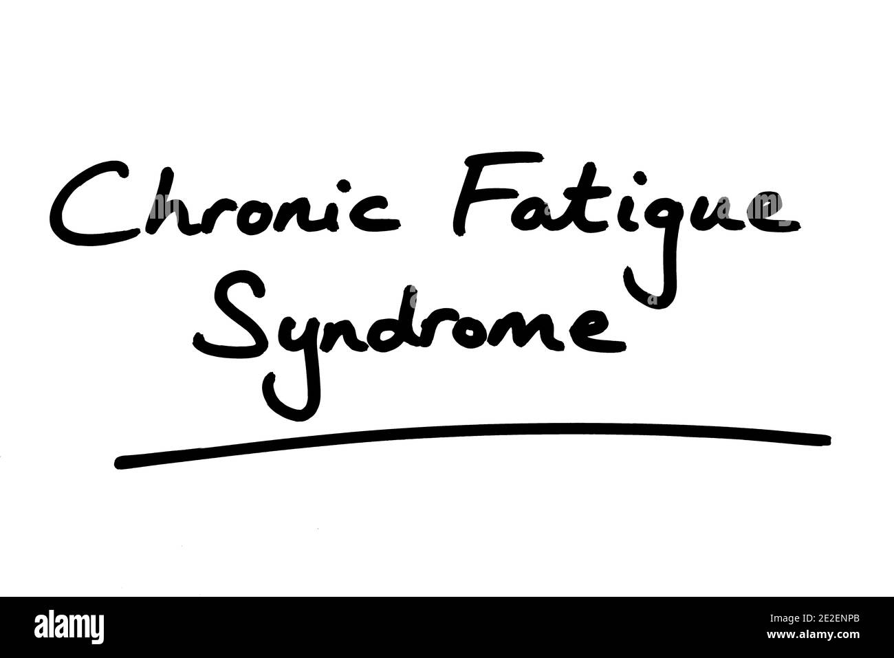 Chronic Fatigue Syndrome, handwritten on a white background. Stock Photo