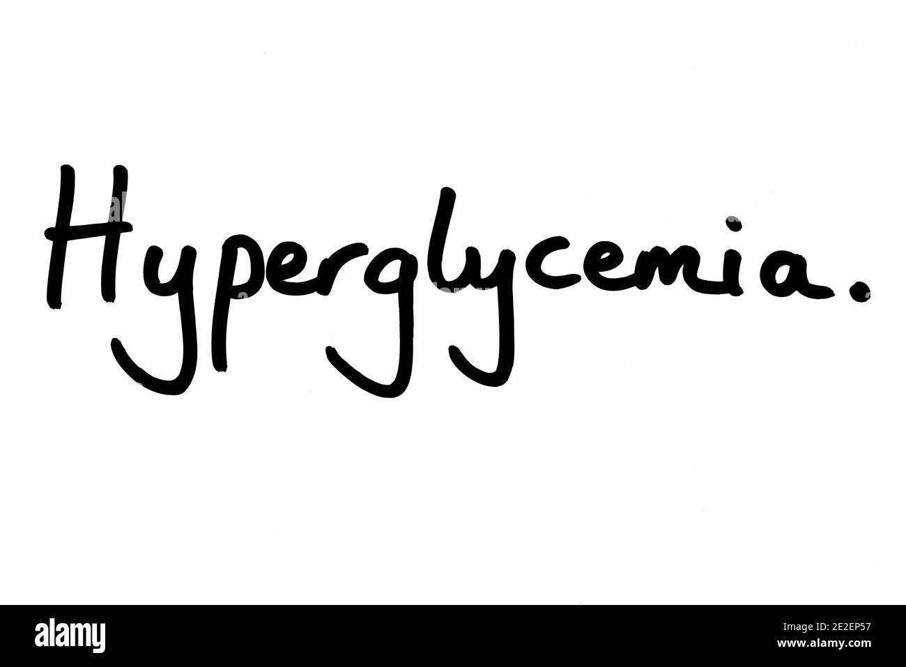 Hyperglycemia handwritten on a white background. Stock Photo