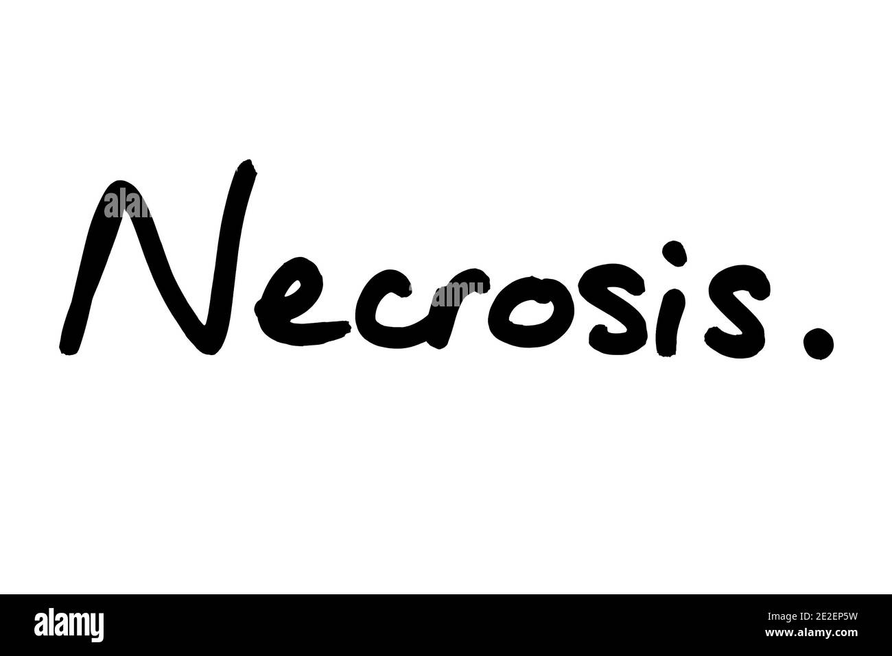 Necrosis, handwritten on a white background. Stock Photo