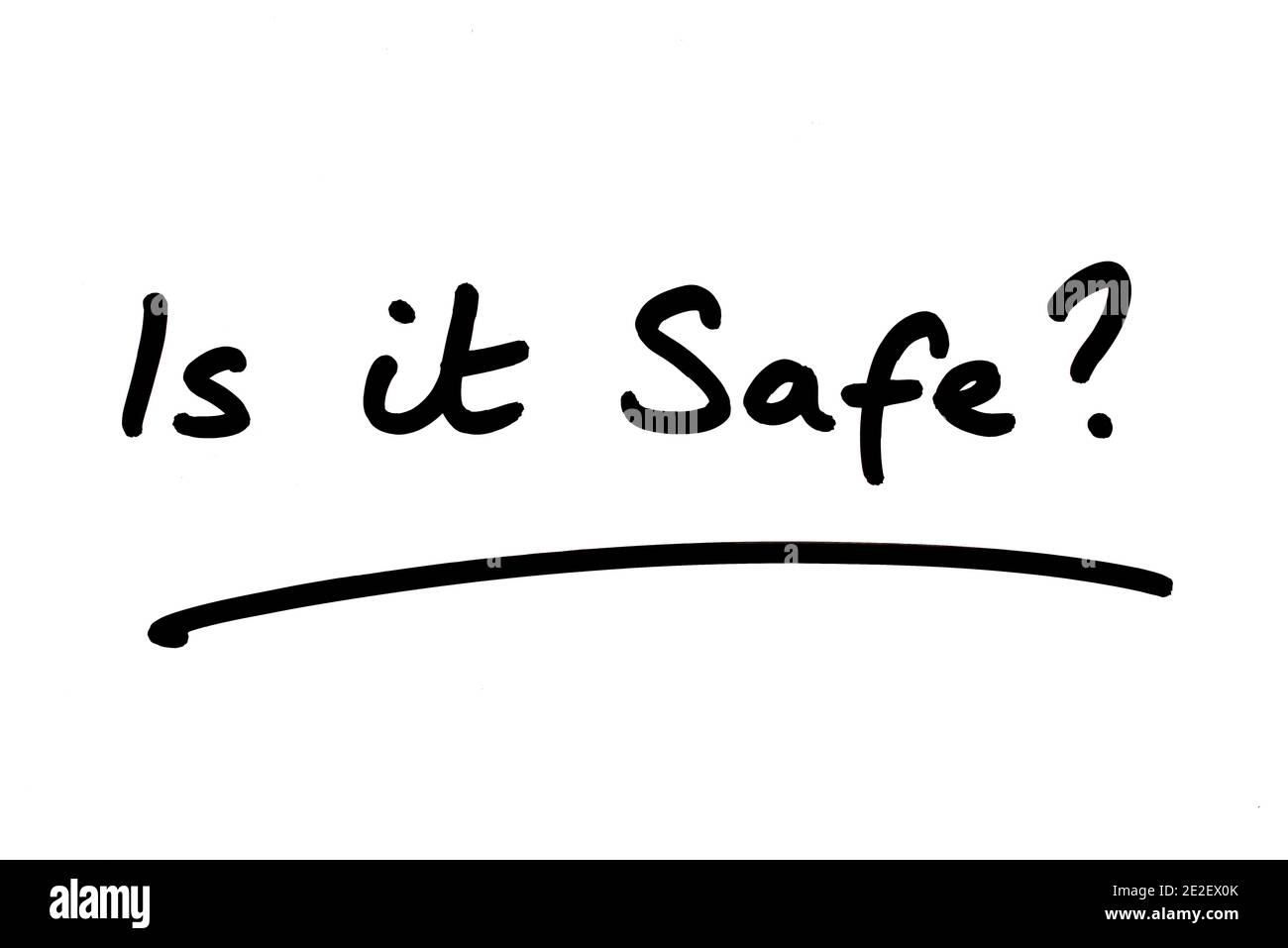 Is it Safe? handwritten on a white background. Stock Photo