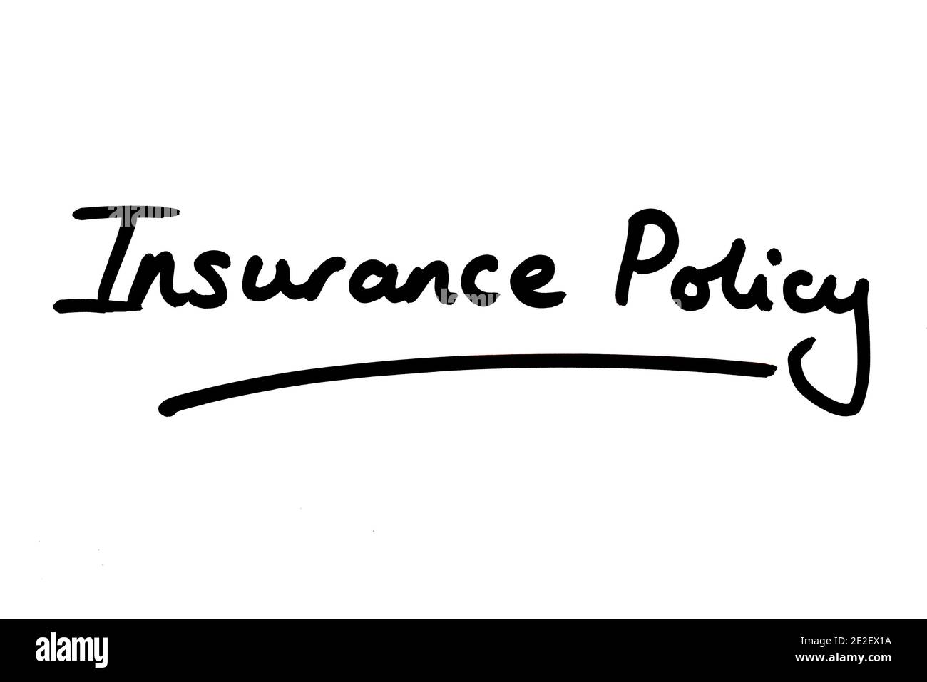 Insurance Policy handwritten on a white background Stock Photo Alamy