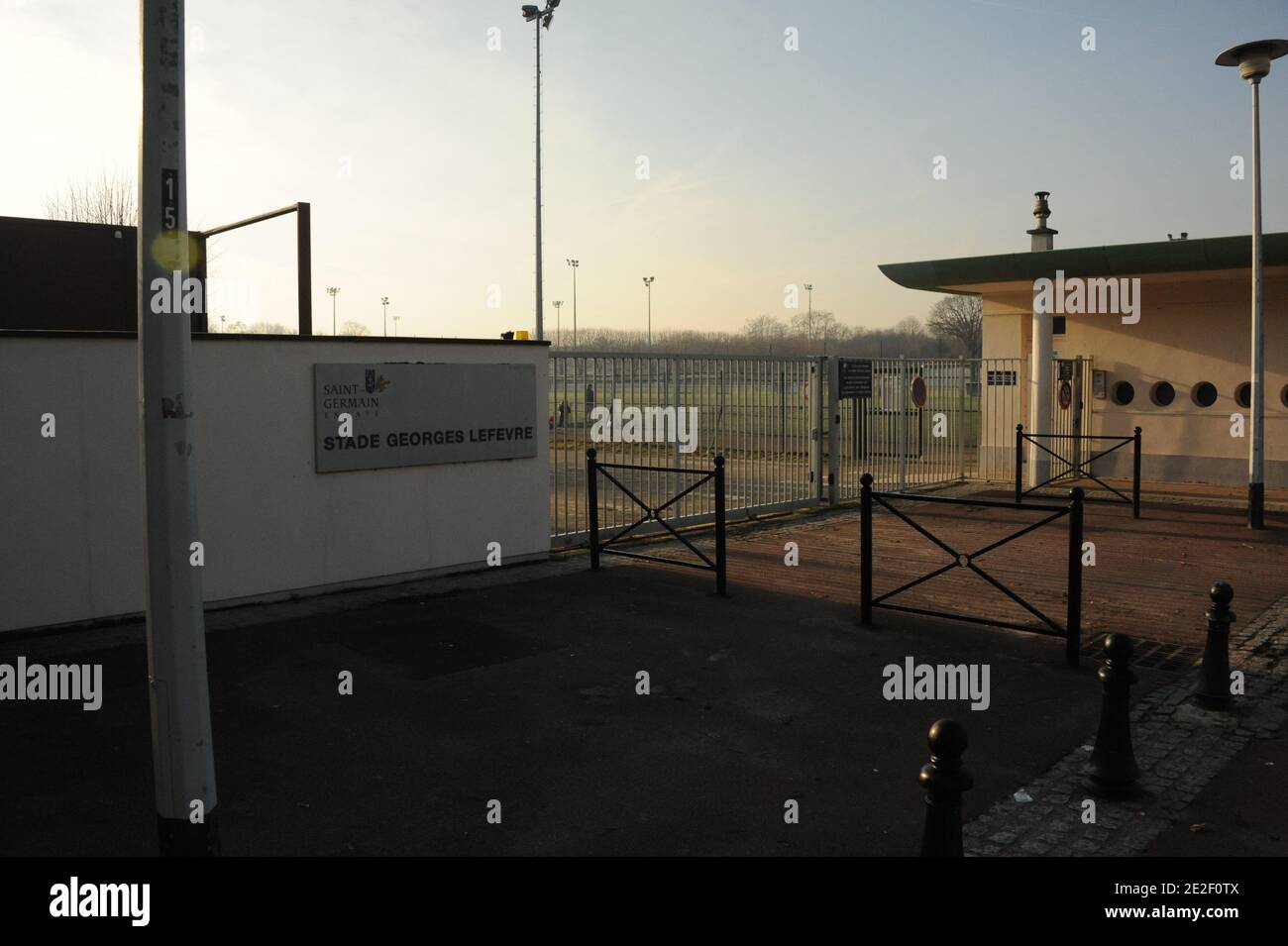 Stade George Lefevre Saint Germain En Laye Entrance o the Stade George Lefevre where the players of Paris Saint-Germain  's (PSG) train near the PSG's Camp des Loges training center in Saint- Germain-en-Laye, west of Paris, France on December 27,