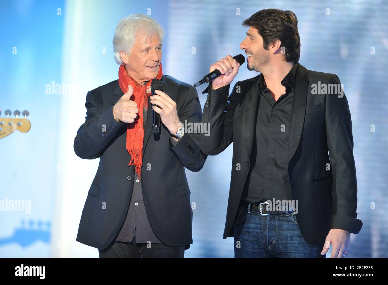 Gerard Lenorman and Patrick Fiori at the taping of Vivement Dimanche on November 9, 2011 in Paris, France. Photo by Max Colin/ABACAPRESS.COM Stock Photo