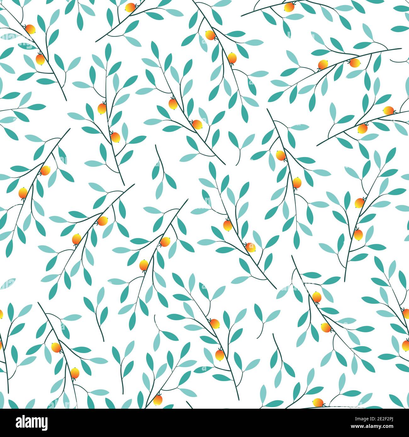 Stylish seamless vector floral ditsy pattern design of vibrant leaves and trees. Modern foliage repeating texture background for printing and textile Stock Vector