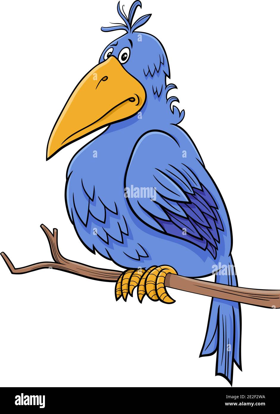 Cartoon illustration of fantasy blue bird comic animal character Stock Vector