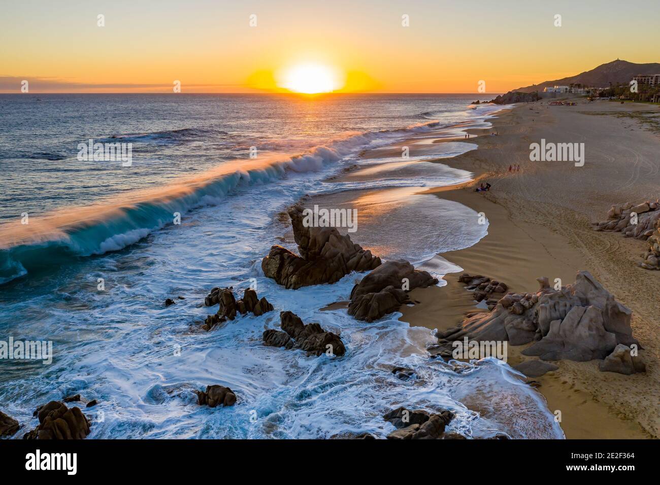 Cabo San Lucas Shoreline Sunset Stock Photo