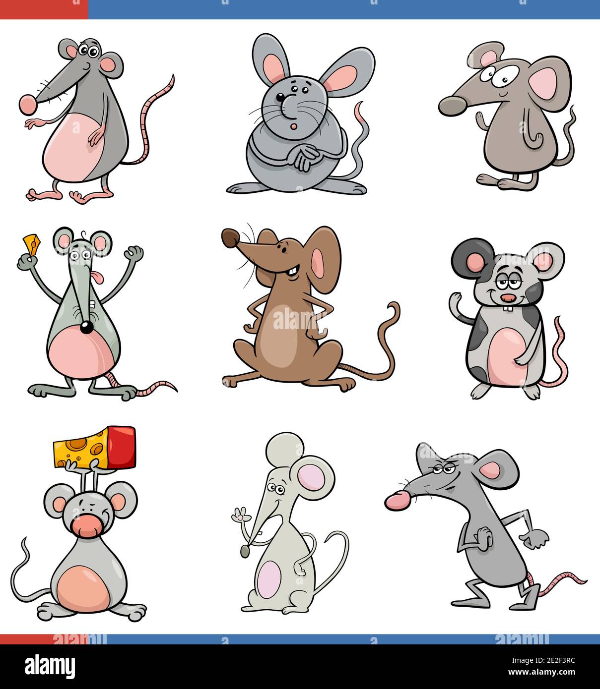 Cartoon illustration of funny mice comic animal characters set Stock Vector