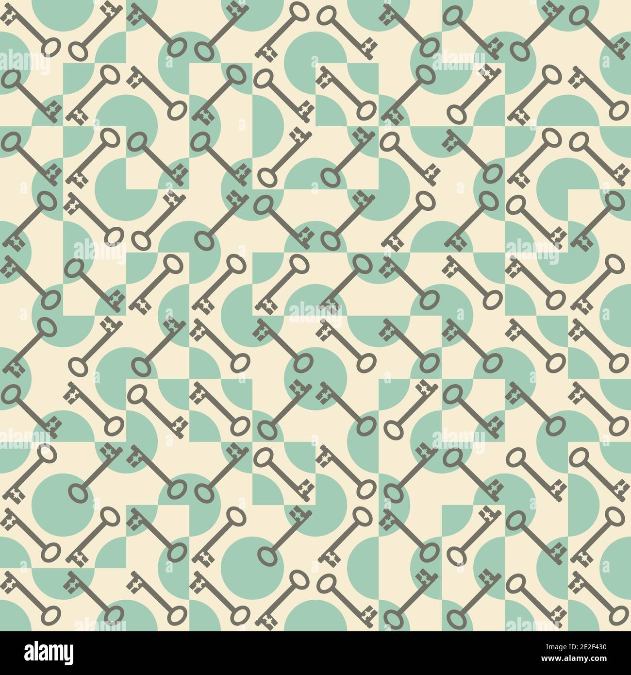 Vector truchet geometric door key and circles seamless pattern ...