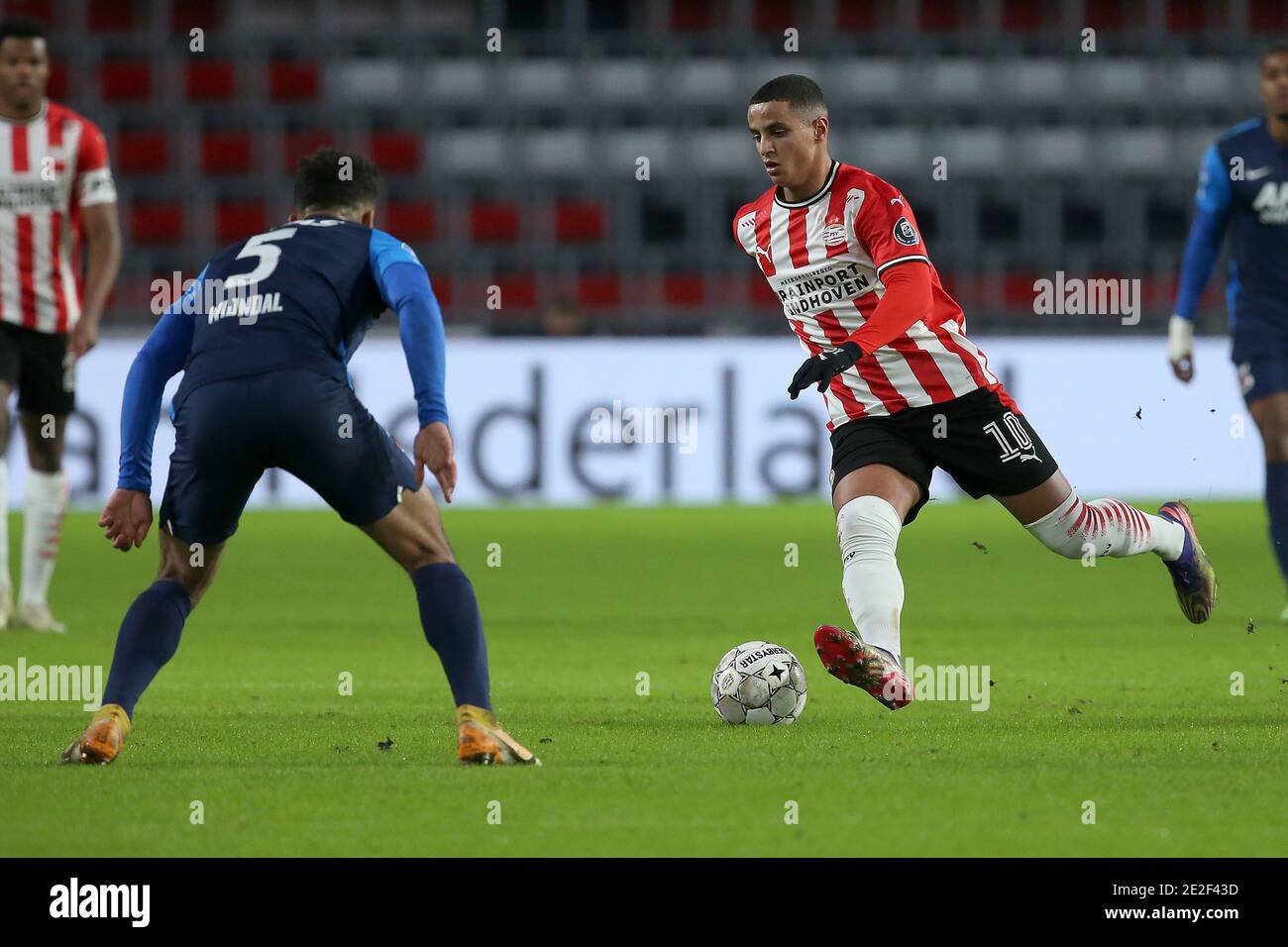 Eindhoven Netherlands January 13 L R Owen Wijndal Of Az And Mohamed Ihattaren Of Psv Eindhoven During The Dutch Eredivisie Match Between Psv An Stock Photo Alamy