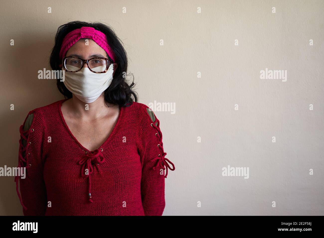 Old woman with handmade mask hi-res stock photography and images - Alamy