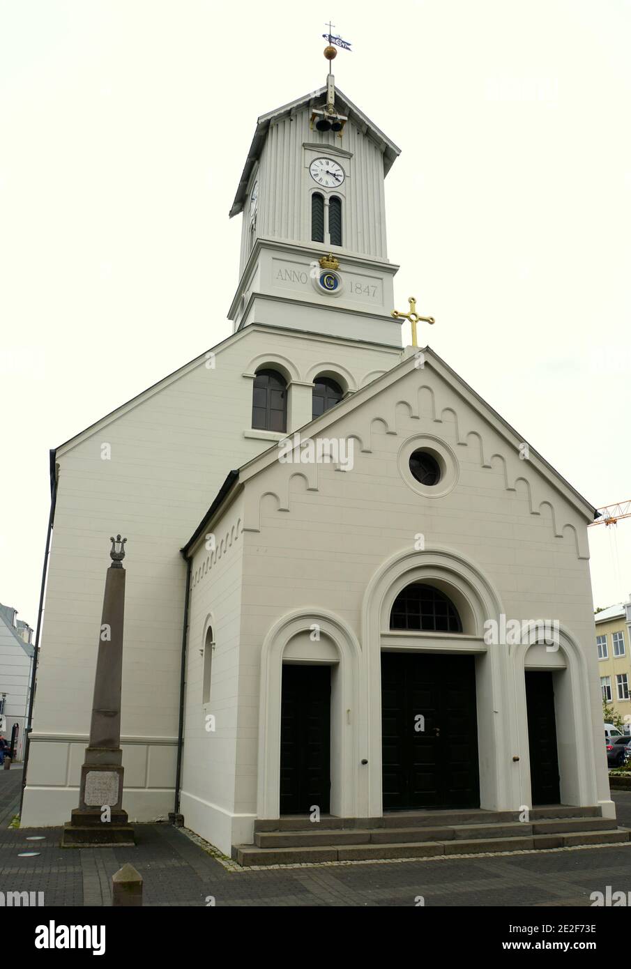 Reykjavik, Iceland - June 20, 2019 - The view of Domkirkja, the oldest church in the city Stock Photo