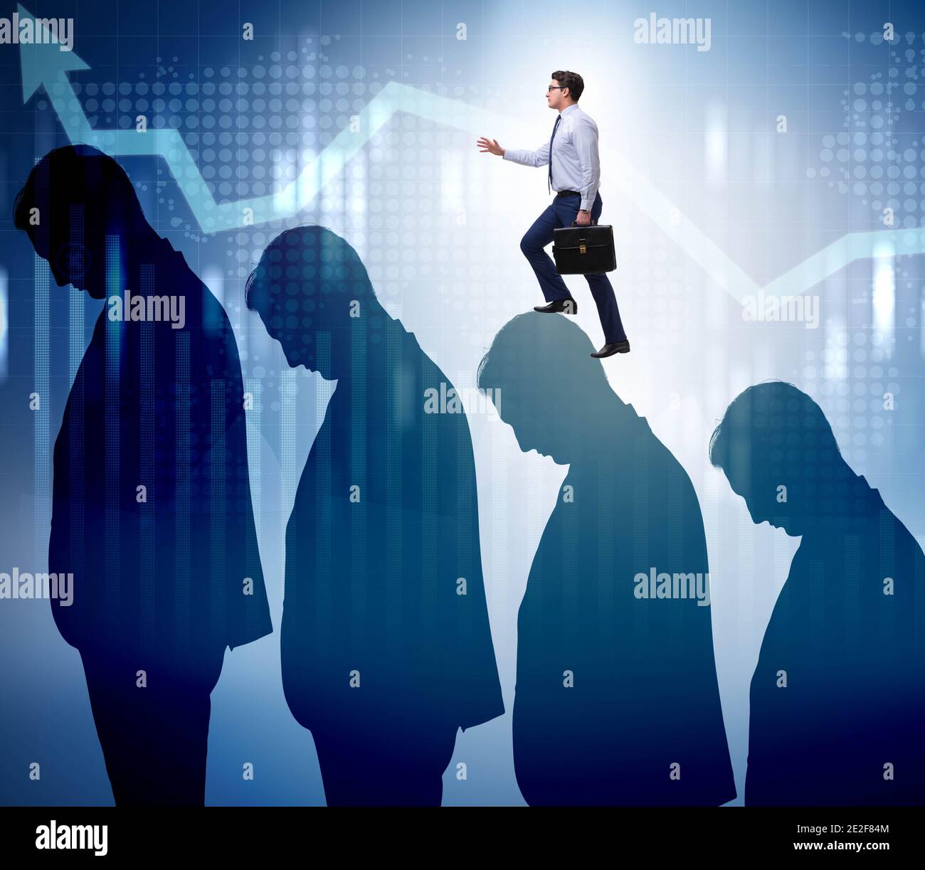 The business people climbing career ladder in business concept Stock ...