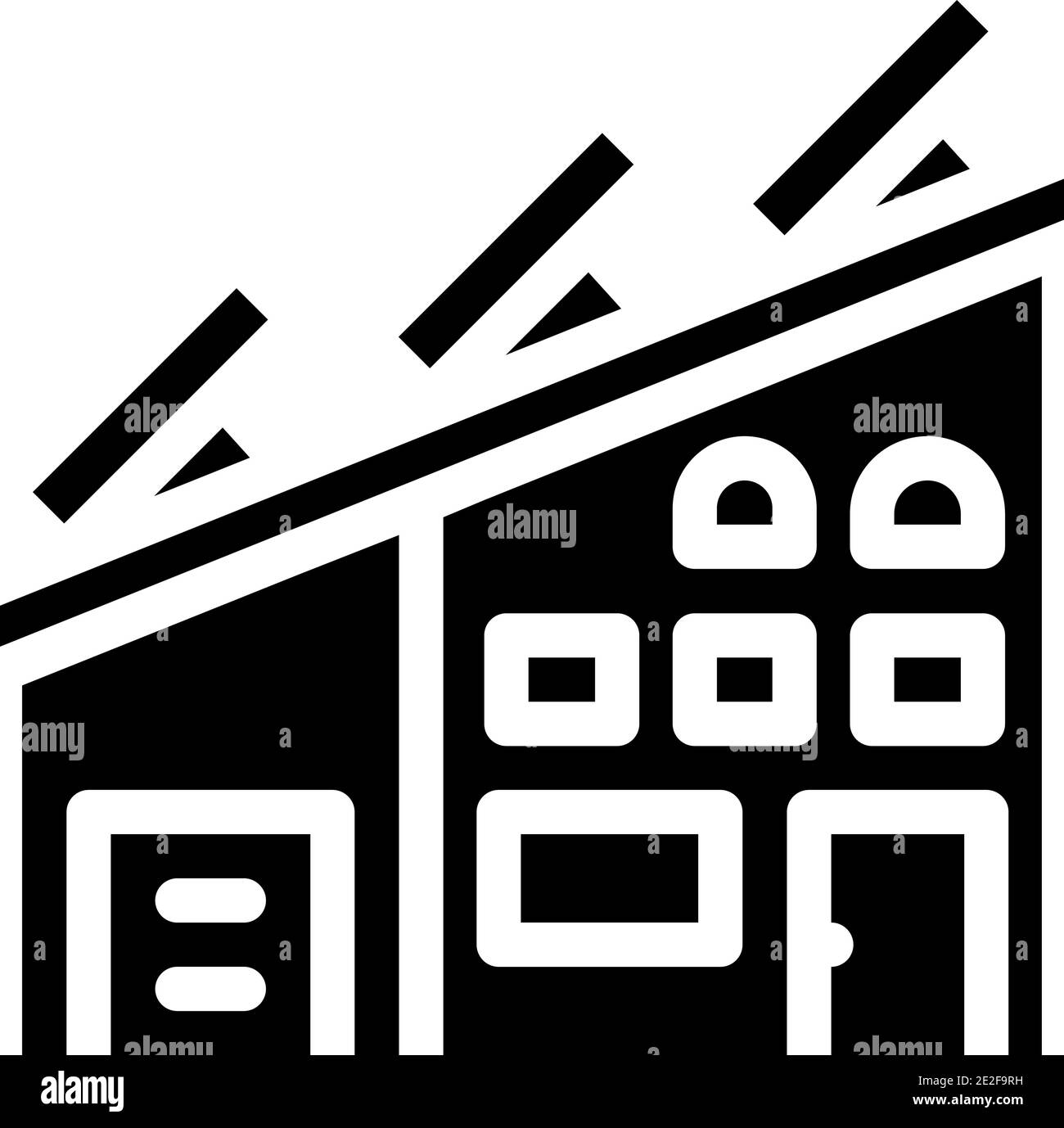 house roof with solar panels glyph icon vector illustration Stock ...