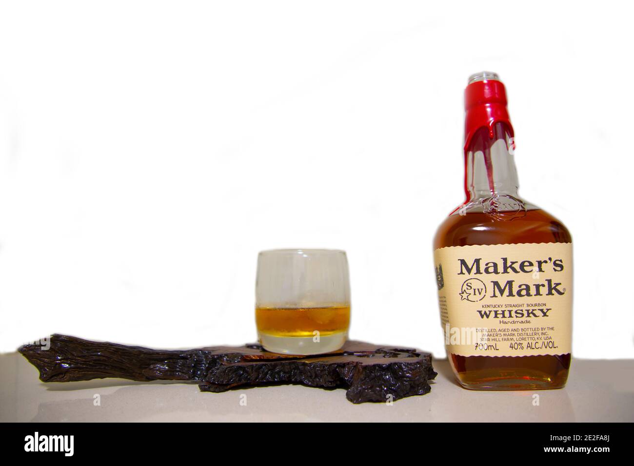 Perth, Australia - May 12, 2020: Maker's Mark Bourbon Whisky distilled in Loretto, Kentucky Stock Photo
