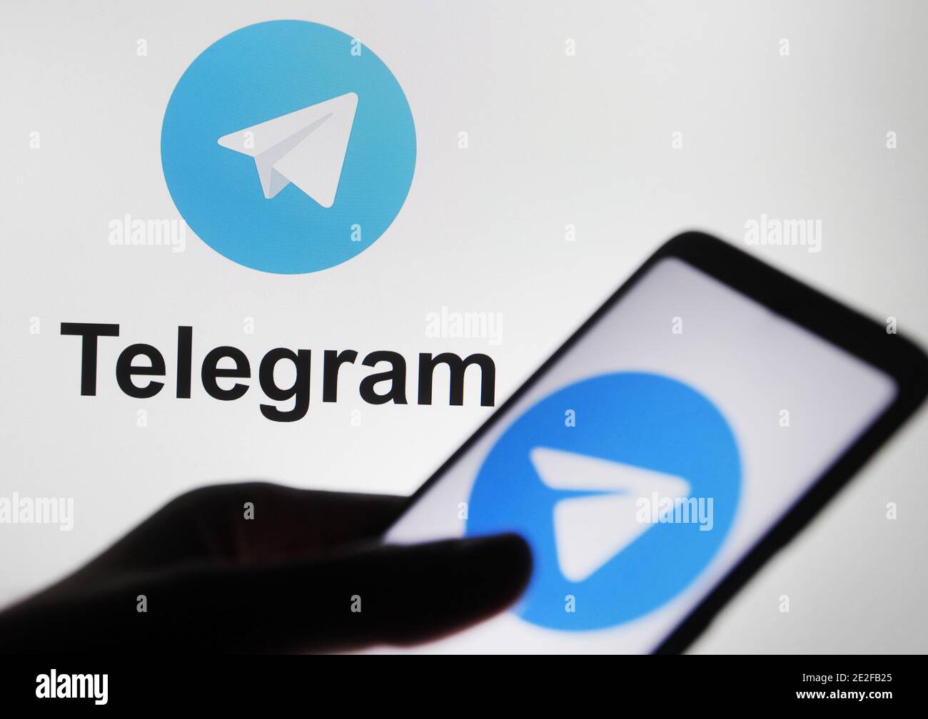 Ukraine 13th Jan 2021 In This Photo Illustration Telegram Logo Is Seen Displayed On A Mobile Phone Screen In Front Of The Logo In The First Week Of January 2021 Telegram Surpassed