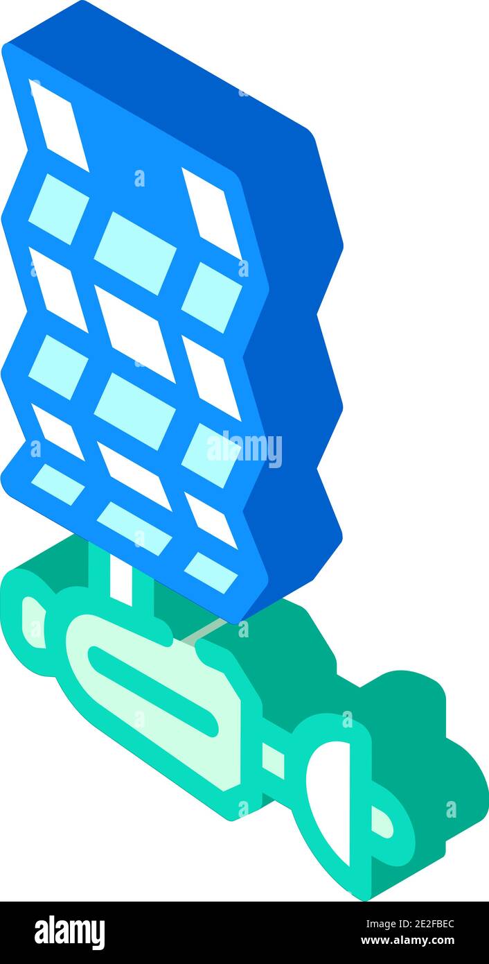 satellite with solar panel isometric icon vector illustration Stock ...