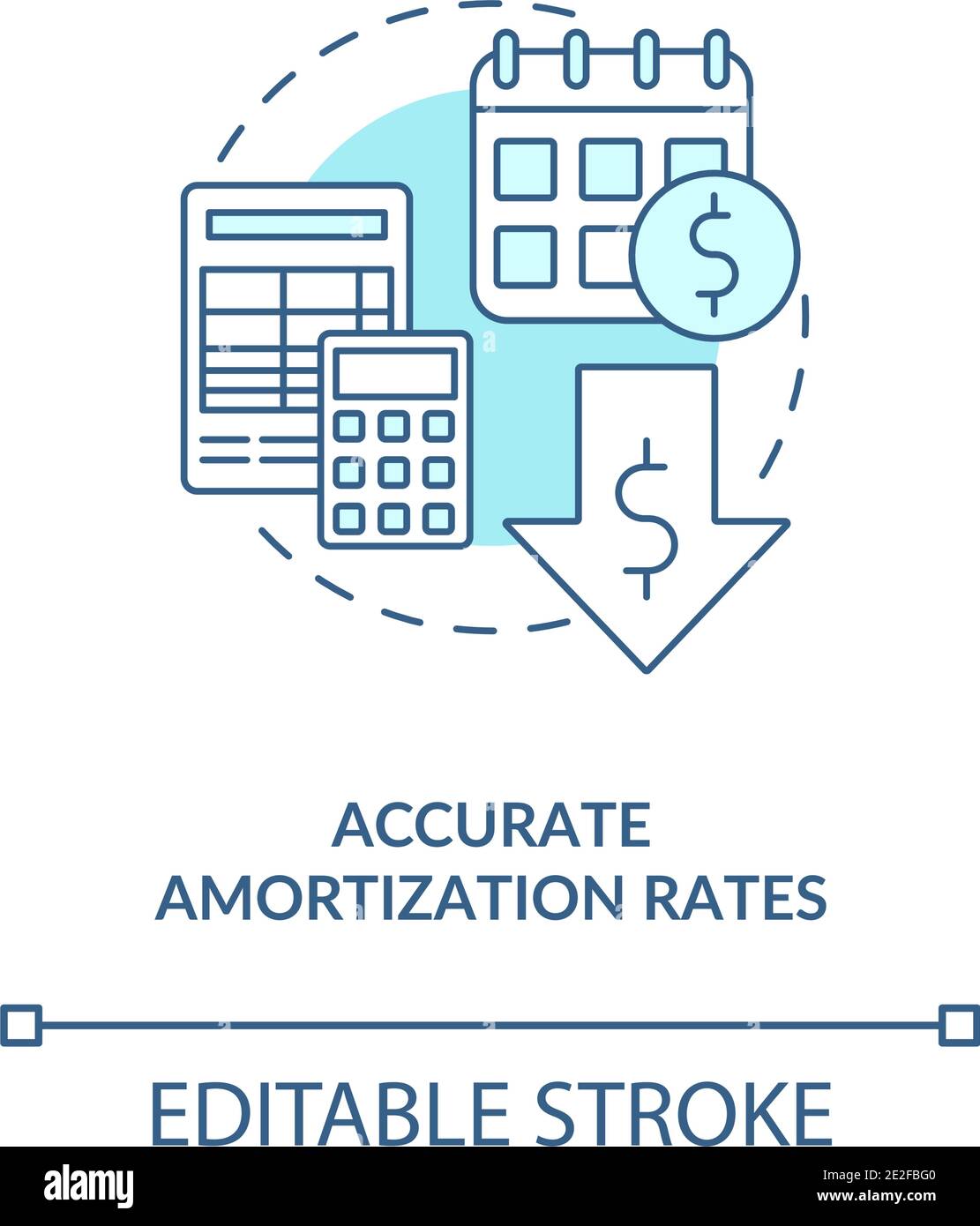 Accurate amortization rates concept icon Stock Vector