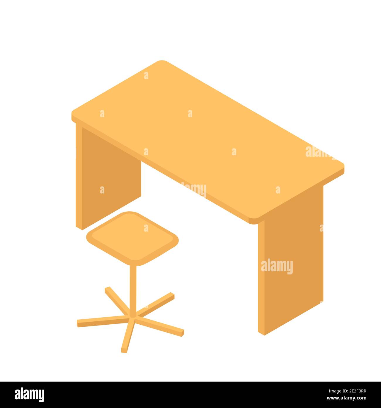 Desk and chair isometric vector illustration Stock Vector