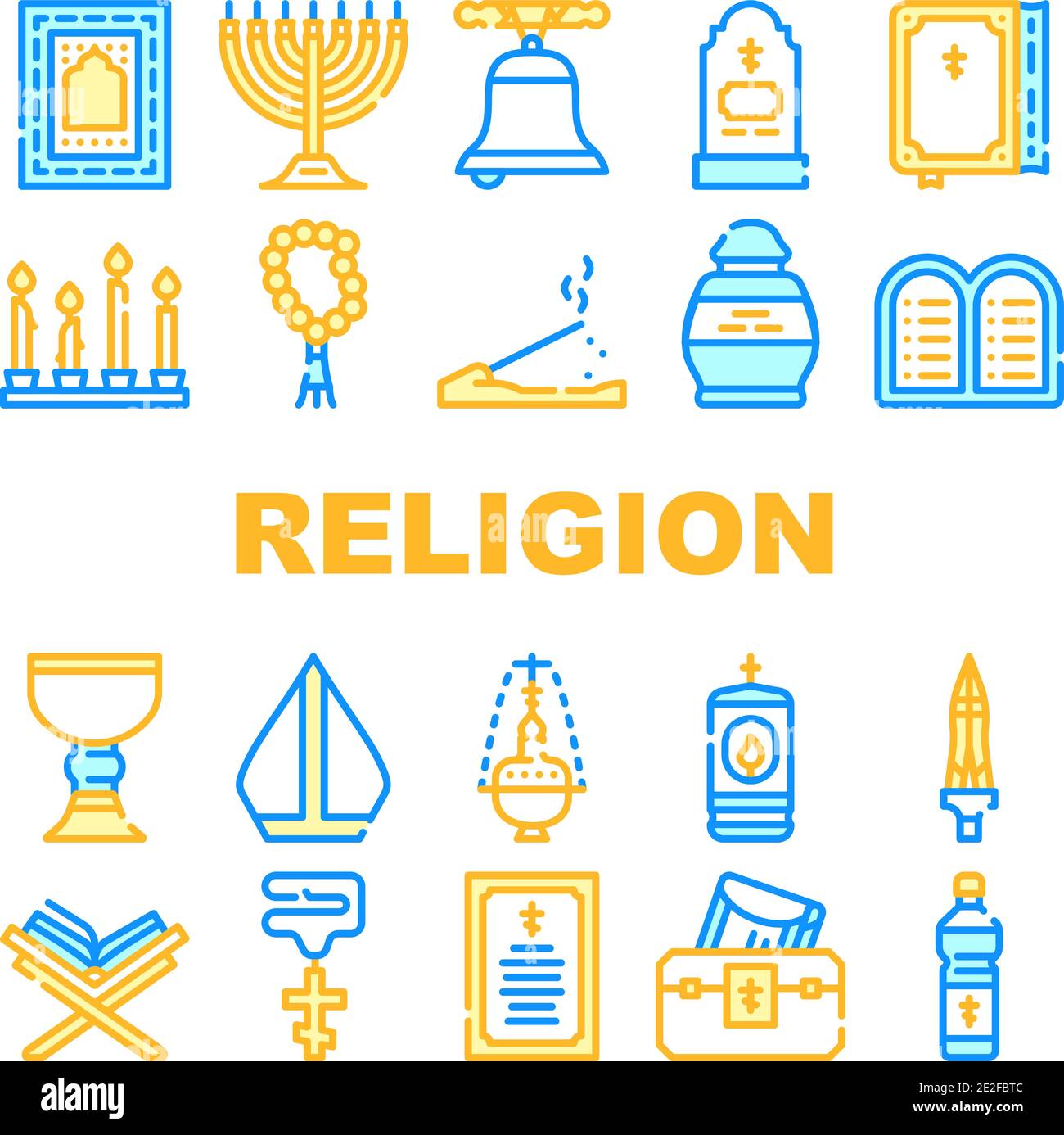 Religion Holy Praying Collection Icons Set Vector Stock Vector Image ...