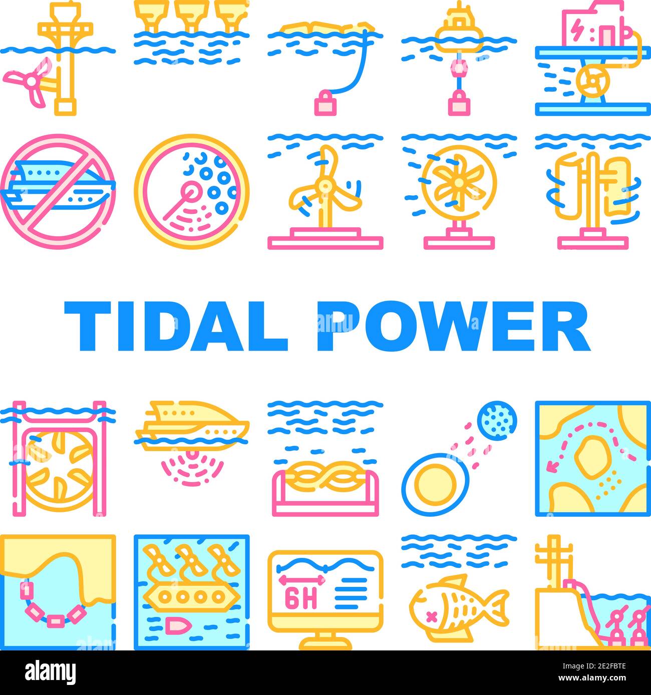 Tidal Power Plant Collection Icons Set Vector Stock Vector Image & Art ...